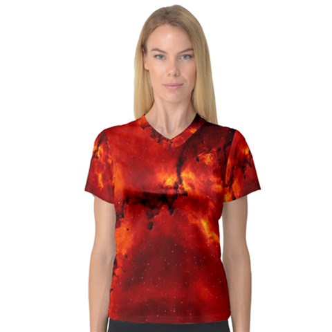 Star Clusters Rosette Nebula Star Women s V-neck Sport Mesh Tee by Amaryn4rt