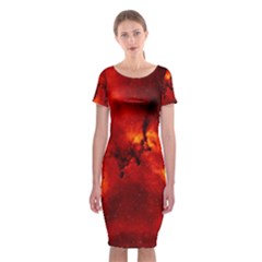 Star Clusters Rosette Nebula Star Classic Short Sleeve Midi Dress