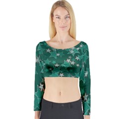 Star Seamless Tile Background Abstract Long Sleeve Crop Top