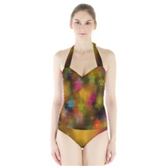 Star Background Texture Pattern Halter Swimsuit