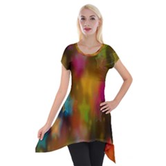 Star Background Texture Pattern Short Sleeve Side Drop Tunic