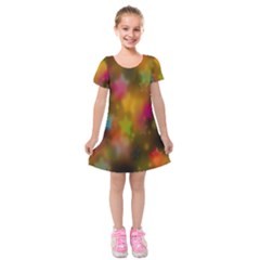 Star Background Texture Pattern Kids  Short Sleeve Velvet Dress