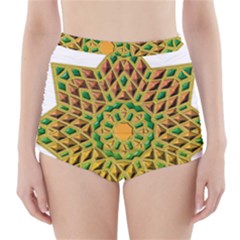 Star Pattern Tile Background Image High-waisted Bikini Bottoms