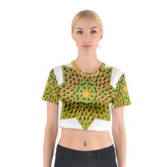 Star Pattern Tile Background Image Cotton Crop Top by Amaryn4rt