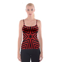 Star Red Kaleidoscope Pattern Spaghetti Strap Top by Amaryn4rt