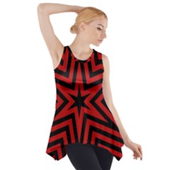 Star Red Kaleidoscope Pattern Side Drop Tank Tunic by Amaryn4rt