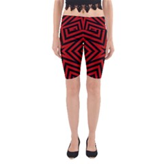 Star Red Kaleidoscope Pattern Yoga Cropped Leggings