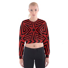 Star Red Kaleidoscope Pattern Women s Cropped Sweatshirt