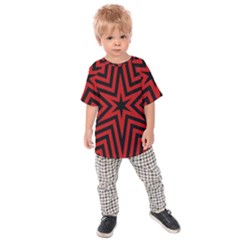 Star Red Kaleidoscope Pattern Kids  Raglan Tee