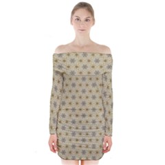 Star Basket Pattern Basket Pattern Long Sleeve Off Shoulder Dress