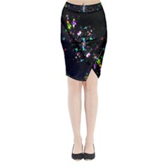 Star Structure Many Repetition Midi Wrap Pencil Skirt