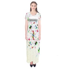 Star Structure Many Repetition Short Sleeve Maxi Dress