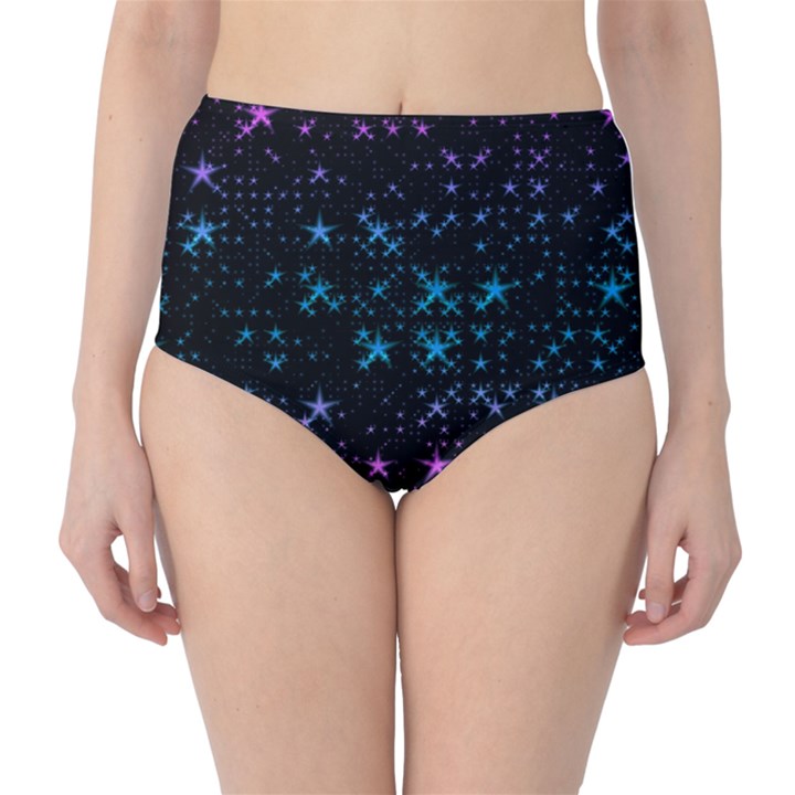 Stars Pattern Seamless Design High-Waist Bikini Bottoms