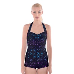 Stars Pattern Seamless Design Boyleg Halter Swimsuit 