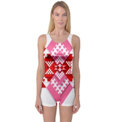 Valentine Heart Love Pattern One Piece Boyleg Swimsuit by Amaryn4rt