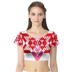 Valentine Heart Love Pattern Short Sleeve Crop Top (tight Fit) by Amaryn4rt