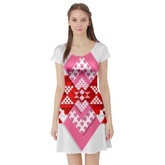 Valentine Heart Love Pattern Short Sleeve Skater Dress by Amaryn4rt