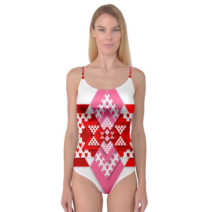 Valentine Heart Love Pattern Camisole Leotard 