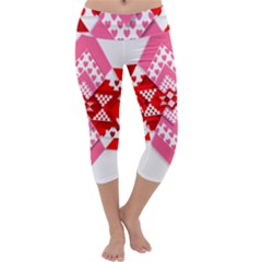 Valentine Heart Love Pattern Capri Yoga Leggings