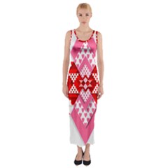 Valentine Heart Love Pattern Fitted Maxi Dress