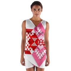 Valentine Heart Love Pattern Wrap Front Bodycon Dress