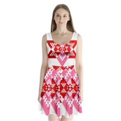 Valentine Heart Love Pattern Split Back Mini Dress 