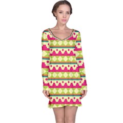 Tribal Pattern Background Long Sleeve Nightdress by Amaryn4rt