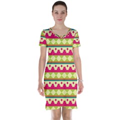 Tribal Pattern Background Short Sleeve Nightdress by Amaryn4rt