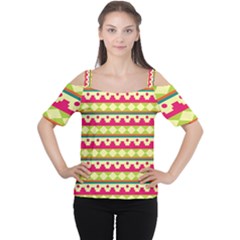 Tribal Pattern Background Women s Cutout Shoulder Tee