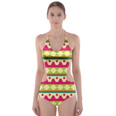 Tribal Pattern Background Cut-out One Piece Swimsuit