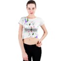 Star Structure Many Repetition Crew Neck Crop Top View1