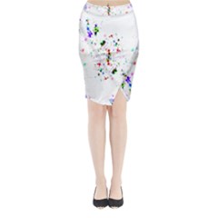 Star Structure Many Repetition Midi Wrap Pencil Skirt