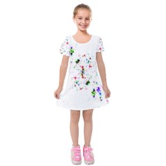 Star Structure Many Repetition Kids  Short Sleeve Velvet Dress