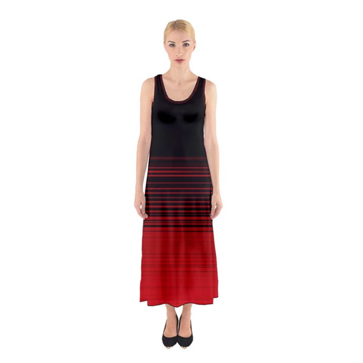 Abstract Of Red Horizontal Lines Sleeveless Maxi Dress