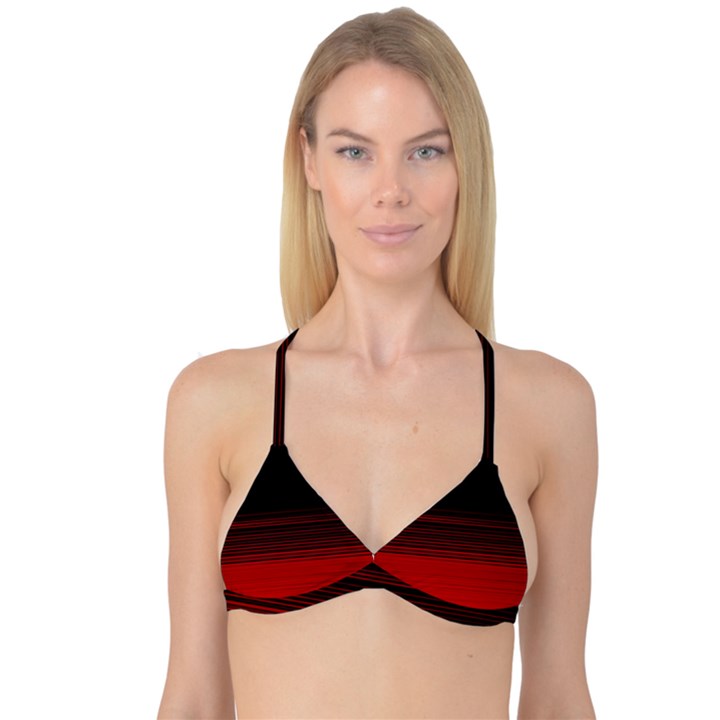 Abstract Of Red Horizontal Lines Reversible Tri Bikini Top