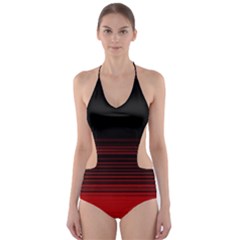 Abstract Of Red Horizontal Lines Cut-out One Piece Swimsuit by Amaryn4rt