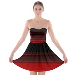 Abstract Of Red Horizontal Lines Strapless Bra Top Dress