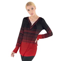 Abstract Of Red Horizontal Lines Women s Tie Up Tee