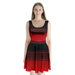 Abstract Of Red Horizontal Lines Split Back Mini Dress 