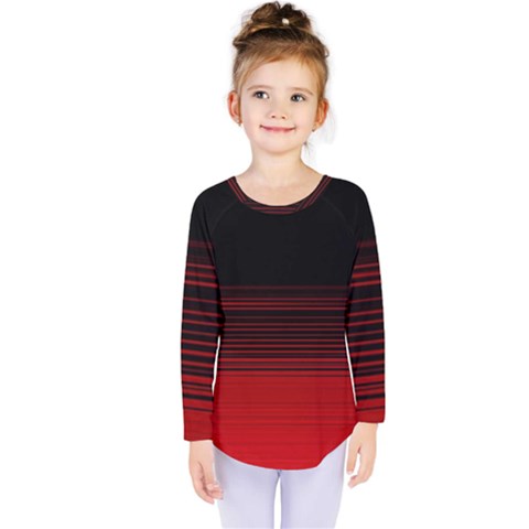 Abstract Of Red Horizontal Lines Kids  Long Sleeve Tee by Amaryn4rt