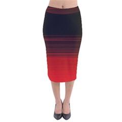 Abstract Of Red Horizontal Lines Velvet Midi Pencil Skirt