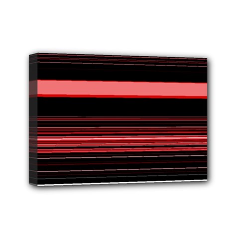 Abstract Of Red Horizontal Lines Mini Canvas 7  X 5 