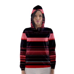 Abstract Of Red Horizontal Lines Hooded Wind Breaker (women)