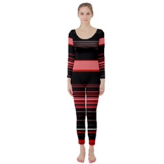 Abstract Of Red Horizontal Lines Long Sleeve Catsuit