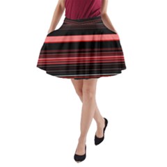 Abstract Of Red Horizontal Lines A-line Pocket Skirt