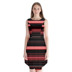 Abstract Of Red Horizontal Lines Sleeveless Chiffon Dress  