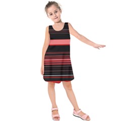 Abstract Of Red Horizontal Lines Kids  Sleeveless Dress