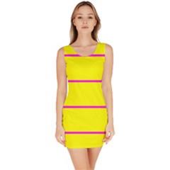 Background Image Horizontal Lines And Stripes Seamless Tileable Magenta Yellow Sleeveless Bodycon Dress by Amaryn4rt