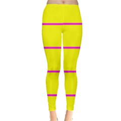 Background Image Horizontal Lines And Stripes Seamless Tileable Magenta Yellow Leggings  by Amaryn4rt