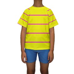 Background Image Horizontal Lines And Stripes Seamless Tileable Magenta Yellow Kids  Short Sleeve Swimwear by Amaryn4rt